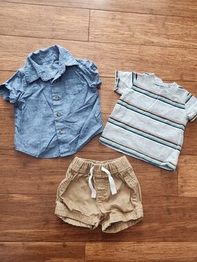 Set Of 3 Baby Boys Carter's Mix And Match Outfits- Elephant And Stripes 3 Months